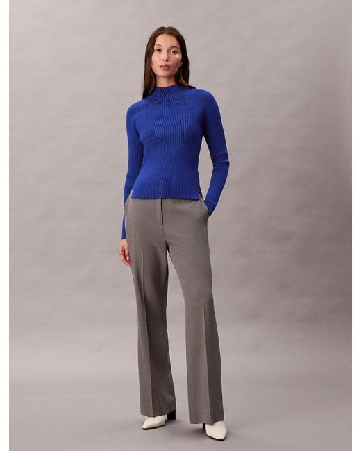 Maglione A Collo Alto A Costine di Calvin Klein in Blue
