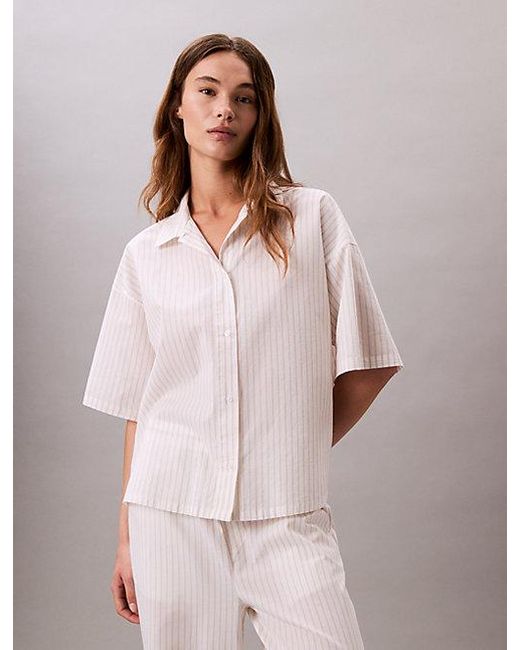Calvin Klein Pyjamatop Van Poplinkatoen in het Pink