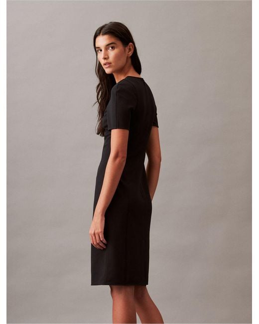 Calvin Klein Brown Compact Stretch Crepe Shift Dress