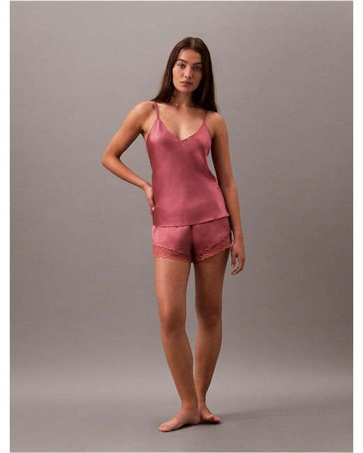 Calvin Klein Red Satin Sheen Short