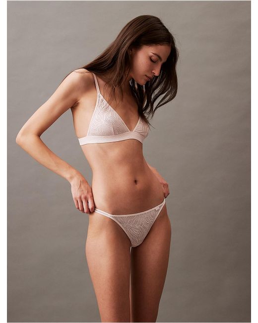 Calvin Klein Brown Sheer Marquisette Lace Unlined Triangle Bralette