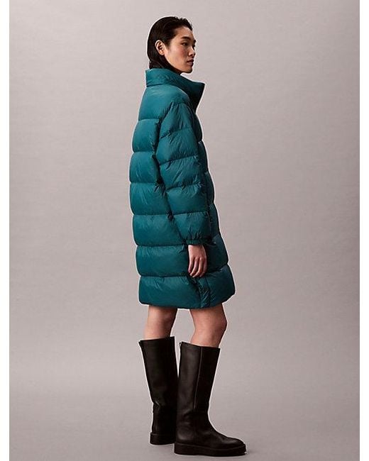 Calvin Klein Green Daunen-Steppmantel Mit Kapuze