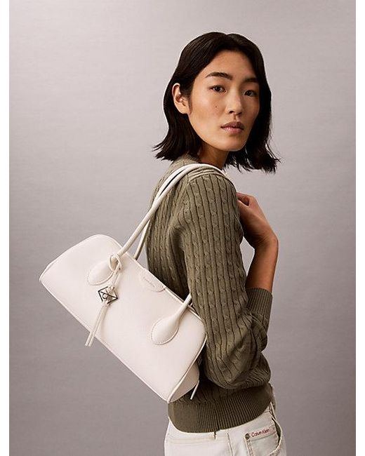 Calvin Klein Natural Emblem Logo Pebble Shoulder Bag