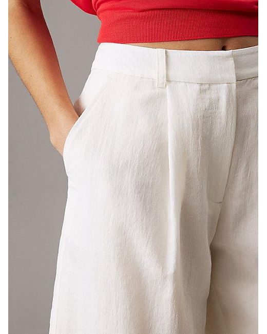 Calvin Klein White Weite Bundfalten-Shorts