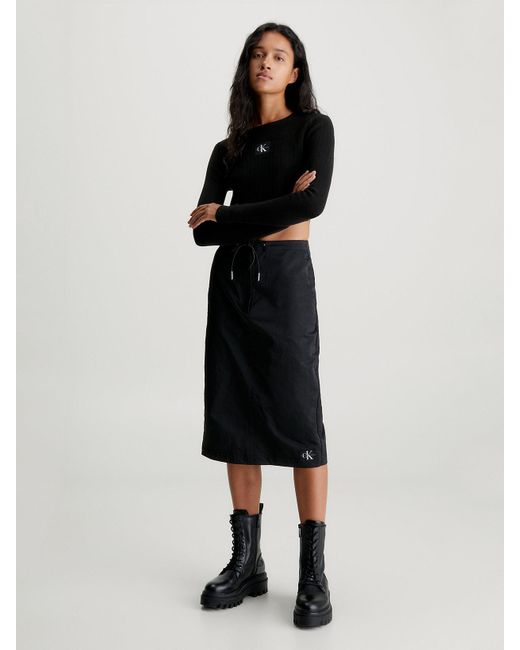 Calvin Klein Black Parachute Midi Skirt
