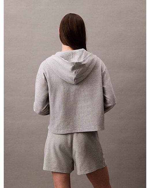 Calvin Klein Gray Lounge Hoodie Icon Cotton Terry