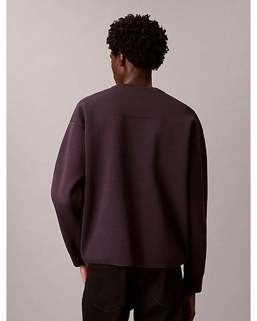 Calvin Klein Purple Jeans Logo Graphic Relaxed Jumper for men