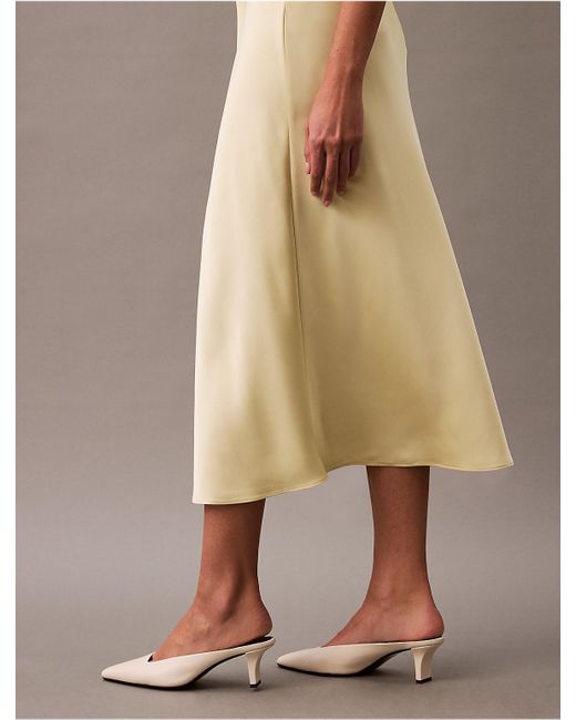 Calvin Klein Natural Matte Satin Midi Skirt