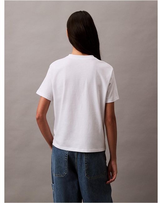 Calvin Klein White Calvin Klein Embroidered Monogram Logo Tee