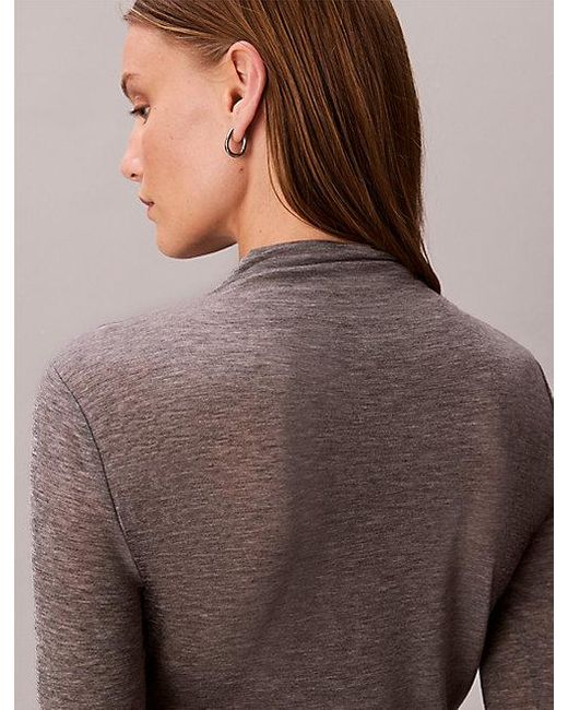 Calvin Klein Brown Slim Mock Neck Top