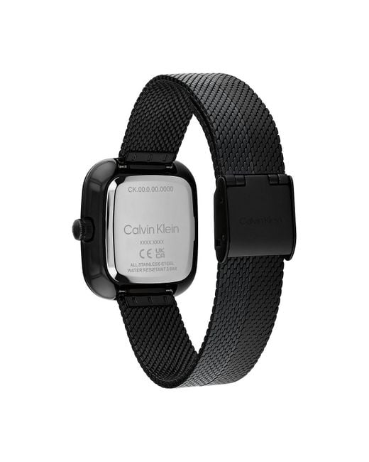Montre-Bracelet Carrée Et Sculptée En Maille Calvin Klein en coloris Black