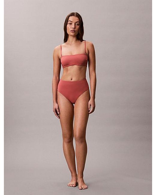Calvin Klein Red Bandeau Bikini Top Ck Essentials