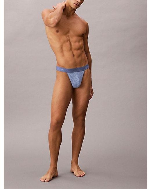 Calvin Klein Blue Thong Microfibre Lace for men
