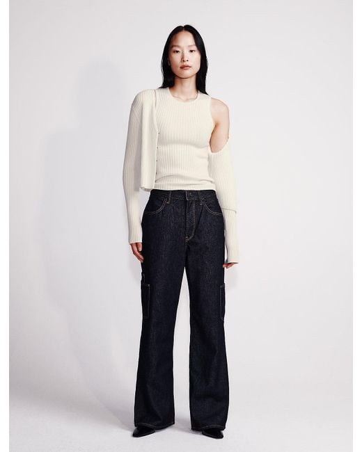 Calvin Klein White High Rise Wide Leg Jeans