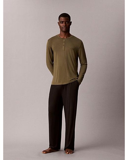 Calvin Klein Multicolor Henley Pyjama Top Ultra Soft Modal for men