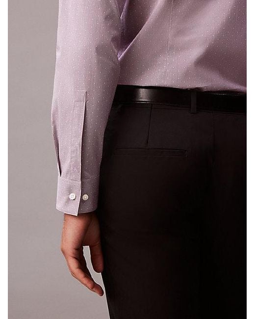 Calvin Klein Purple Slim Cotton Stretch Textured Shirt for men