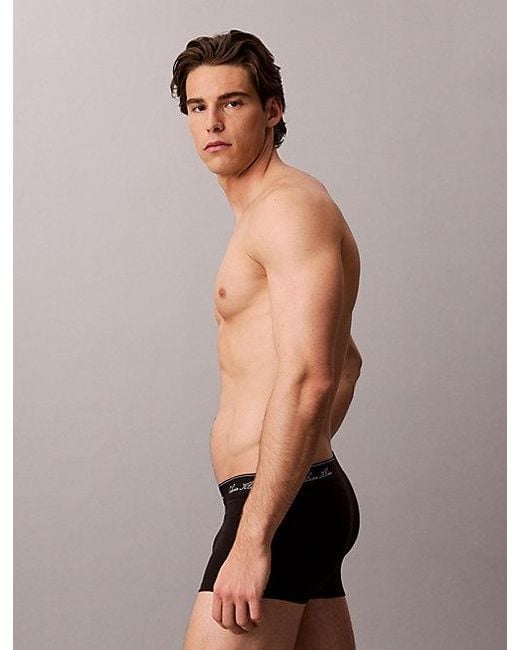 Calvin Klein Black 3 Pack Low Rise Trunks Icon Cotton Stretch for men