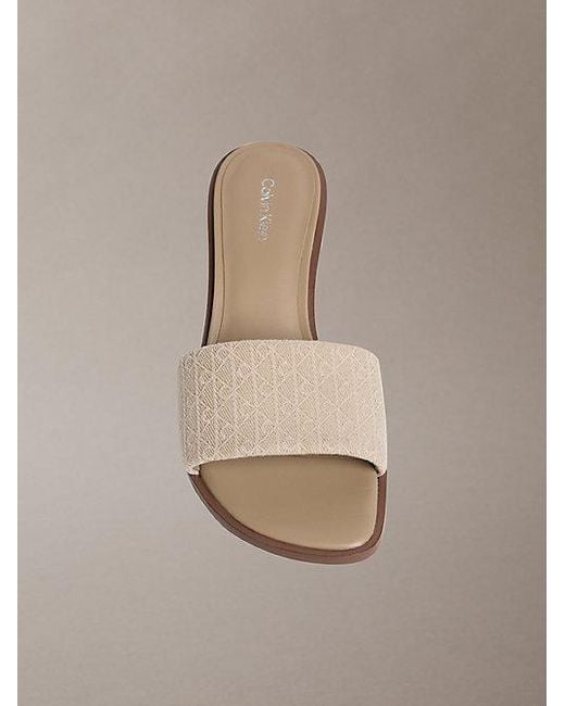 Calvin Klein Natural Marghe Logo Jacquard Heeled Sandals