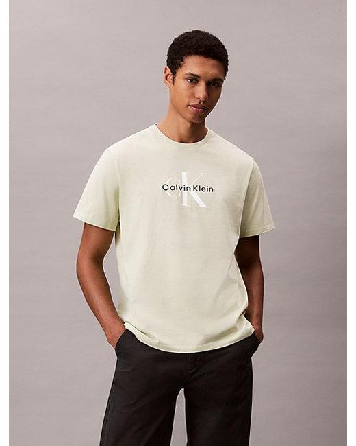 Calvin Klein T-Shirt Mit Monogramm-Logo in Natural für Herren