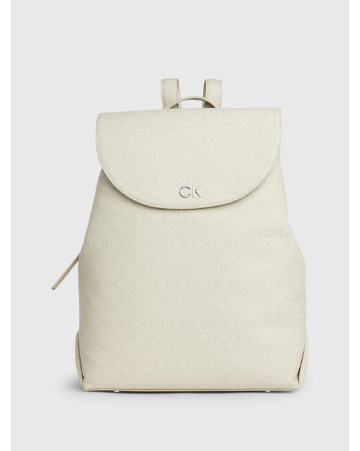 Calvin Klein White Logo Flap Backpack