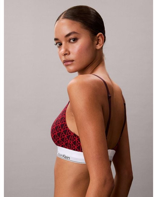 Calvin Klein Red Lightly Lined Triangle Bralette