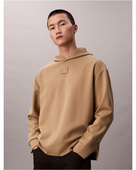 Calvin Klein Natural Wool Blend Emblem Logo Hoodie for men