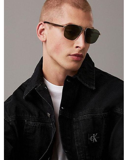 Calvin Klein Green Jeans Modified Rectangle Sunglasses for men