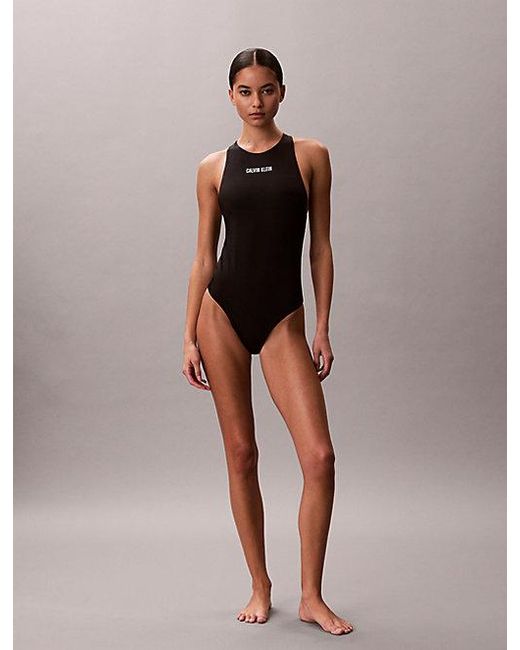 Calvin Klein Black Cross Back Swimsuit Intense Power