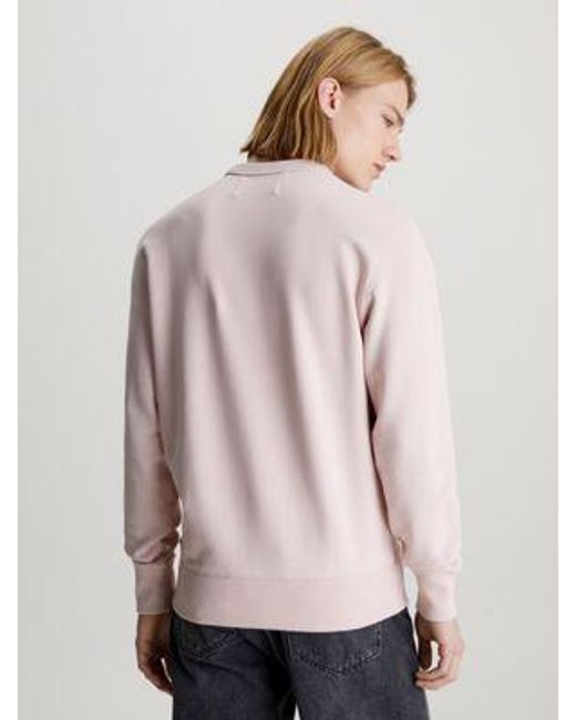 Calvin Klein Badstof Monogram Sweatshirt Met Embleem in het Natural voor heren