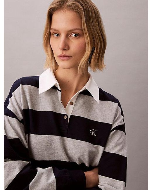 Calvin Klein Multicolor Jeans Varsity Stripe Polo Mini Dress