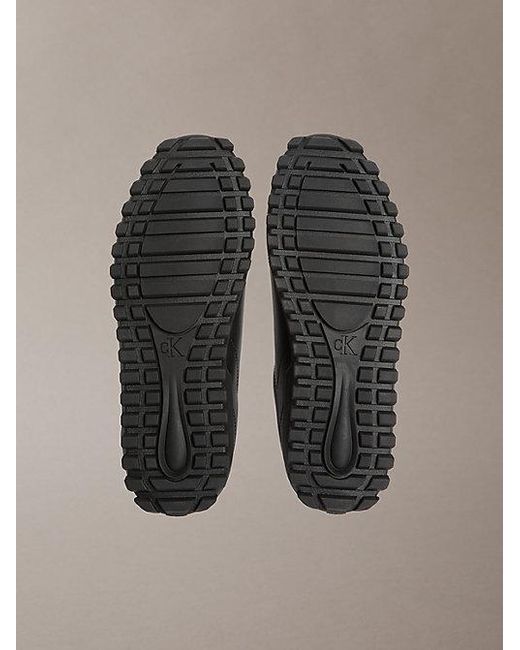 Calvin Klein Gray Jeans Leather Low Profile Runner Trainers