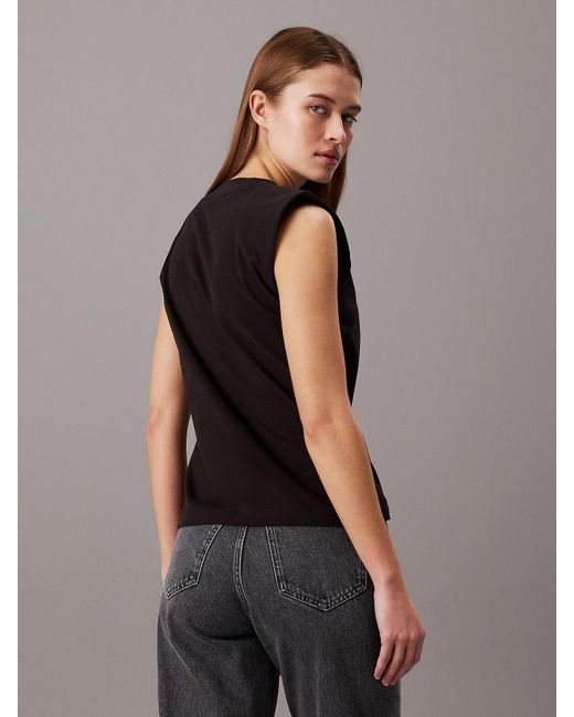 T-shirt relaxed sans manches Calvin Klein pour homme en coloris Black