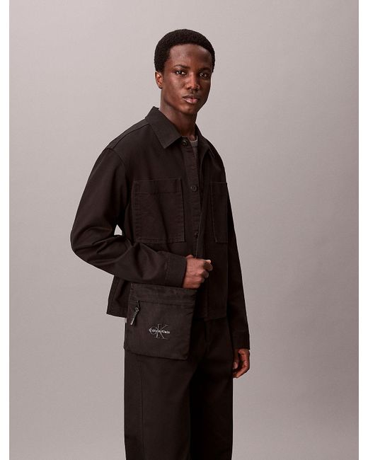 Calvin Klein Gray Nylon Monogram Logo Flatpack for men