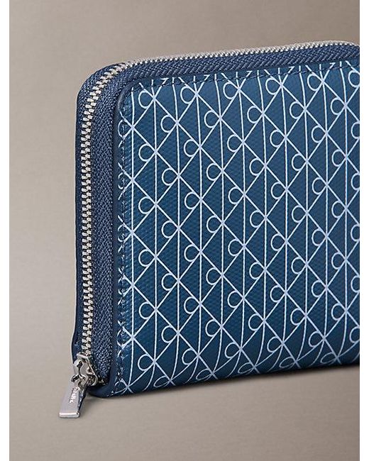 Calvin Klein Blue Rfid Square Zip Around Logo Wallet