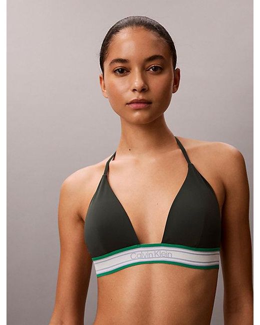 Calvin Klein Multicolor Halter Triangle Bikini Top Ck Icon