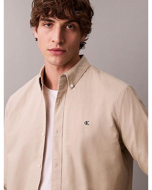 Calvin Klein Natural Jeans Oxford Cotton Button Down Shirt for men