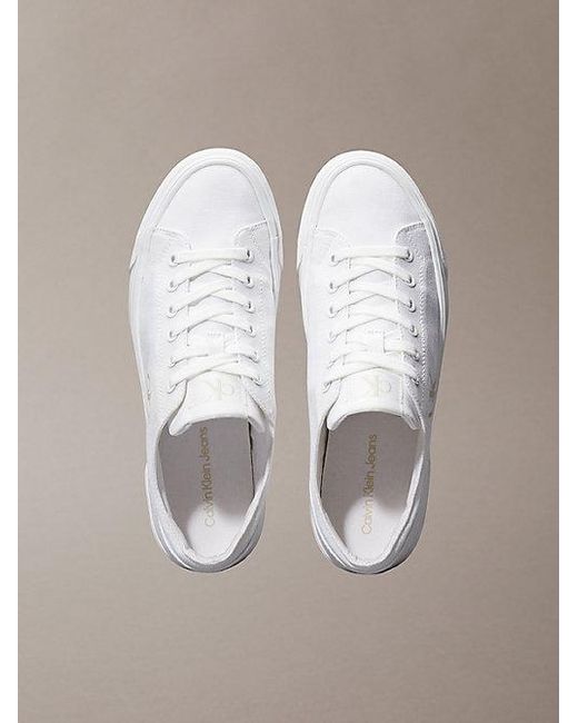 Calvin Klein Metallic Graz Canvas Platform Logo Trainers