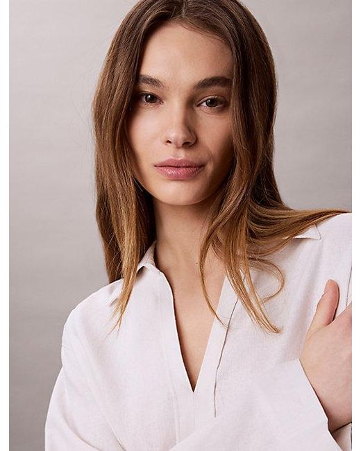 Calvin Klein Multicolor Linen Blend Tunic Shirt