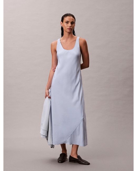 Calvin Klein Purple Relaxed Viscose Slip Dress