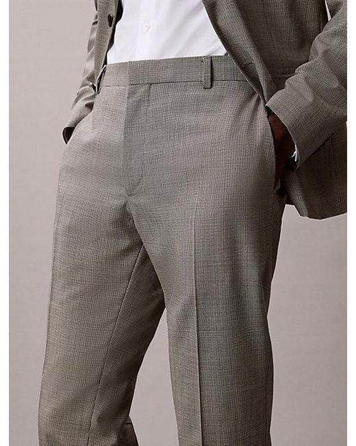 Calvin Klein Natural Houndstooth Slim Trousers for men