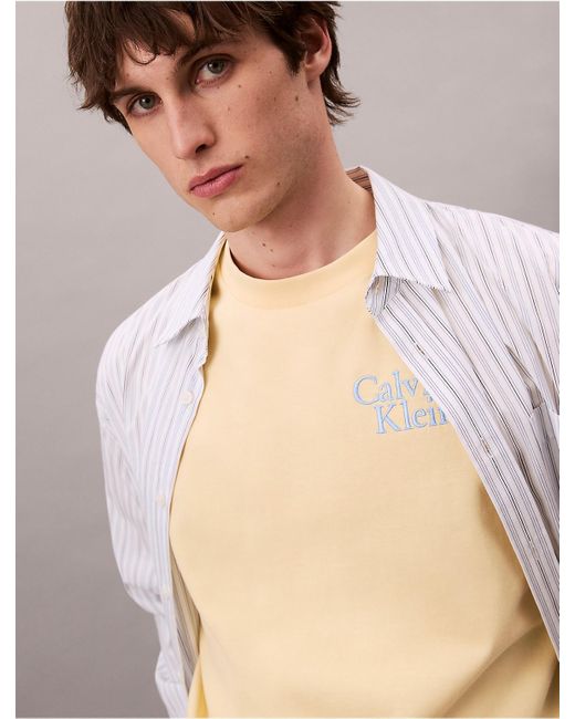 Calvin Klein Blue Calvin Klein Resort Script Logo Graphic Relaxed T-Shirt for men
