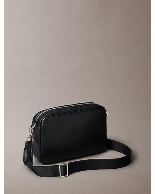 Calvin Klein Black Logo Pebbled Crossbody Camera Bag for men