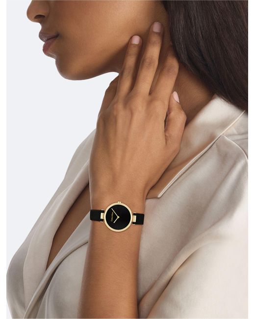 Calvin Klein Black Minimal Leather Strap Watch