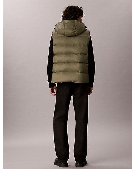 Calvin Klein Green Jeans Hooded Down Puffer Gilet for men