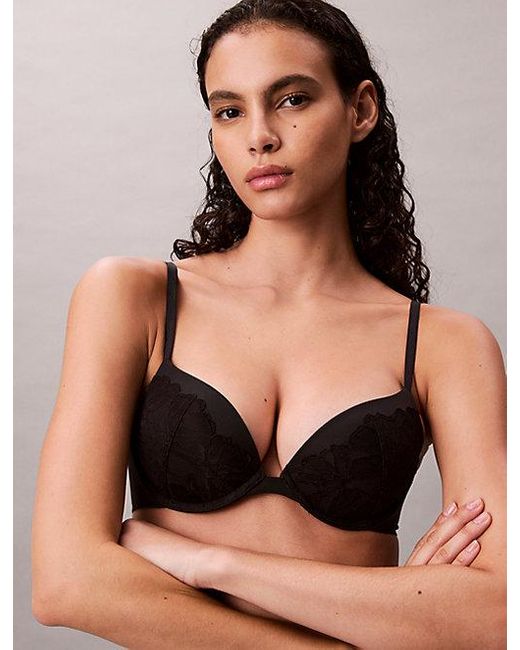 Calvin Klein Black Push Up Plunge Bra Perfectly Fit Lace