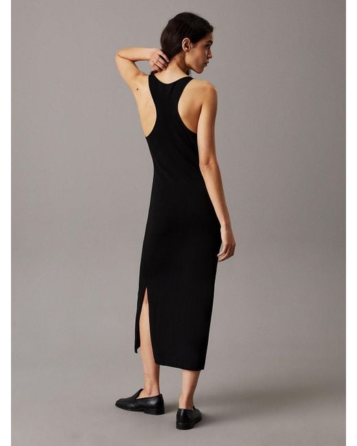 Calvin Klein Black Slim Knit Racerback Maxi Dress