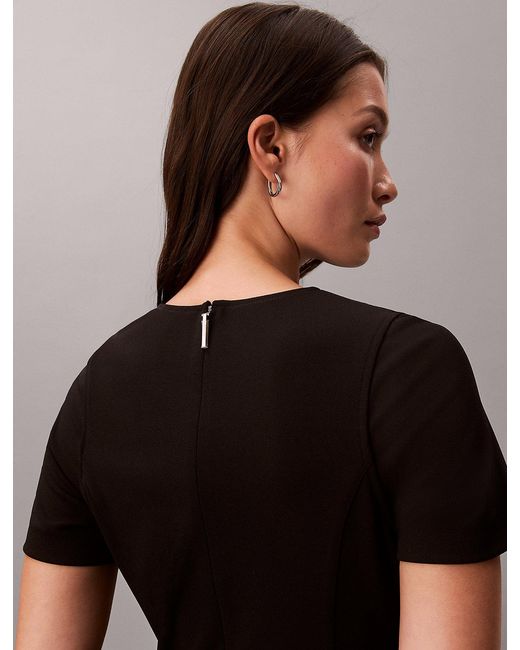 Calvin Klein Brown Stretch Crepe Short Sleeve Dress
