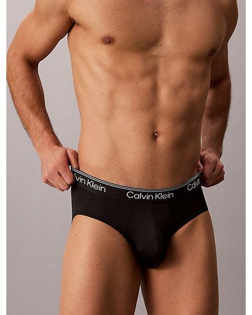 Calvin Klein Black 3 Pack Hip Briefs Microfibre Stretch for men