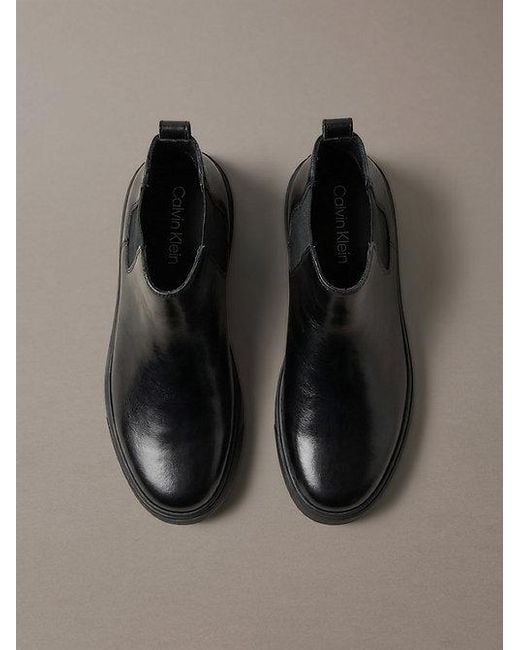 Calvin Klein Black Leather Hybrid Cupsole Chelsea Boots for men