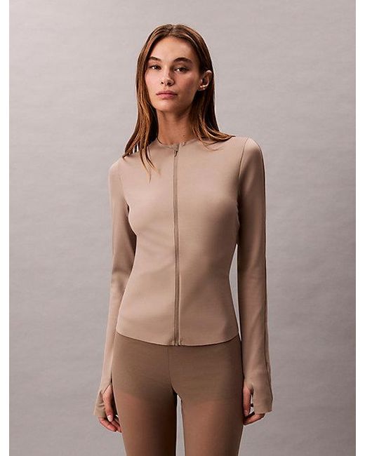 Calvin Klein Brown Sport Invisible Midlayer Shapewear Zip Up Jacket